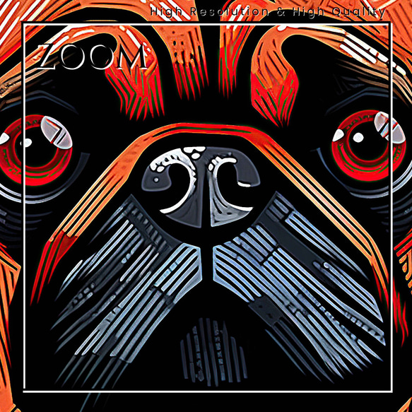 【Trinity (トリニティー)  - パグ犬 No.1】幸運 モダンアートポスター 犬の絵 3枚目の画像