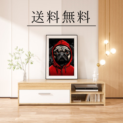 【Trinity (トリニティー)  - パグ犬 No.3】幸運 モダンアートポスター 犬の絵 4枚目の画像