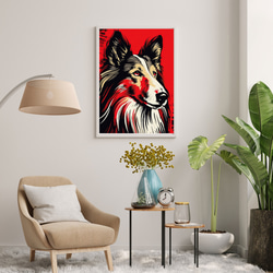 【Trinity (トリニティー)  - ラフコリー犬 No.1】幸運 モダンアートポスター 犬の絵 7枚目の画像