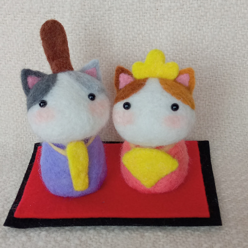羊毛フェルト inuinu様専用ページ♬.*゜ 三毛猫さん おひな祭り