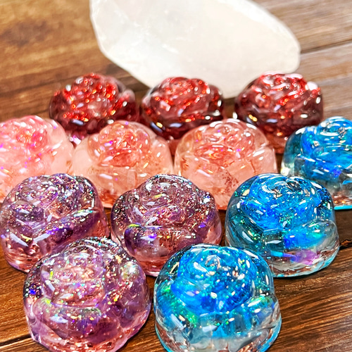 ミニバラ型 オルゴナイト フローライト ガーネット ローズクォーツ