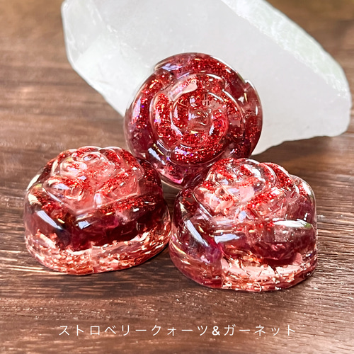 薔薇のオルゴナイト【小サイズ・グリーンカラー】