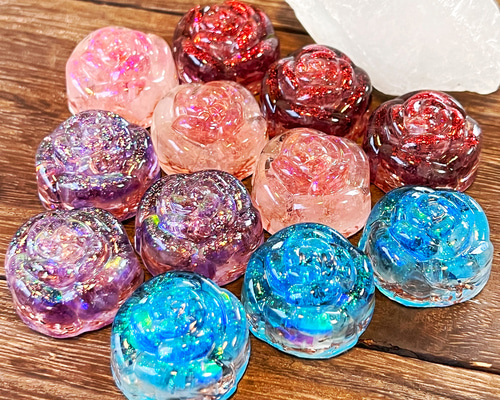 ミニバラ型 オルゴナイト フローライト ガーネット ローズクォーツ