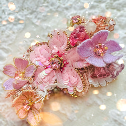 オートクチュール刺繍の桜のブーケ　バレッタorブローチorブレスレット 9枚目の画像