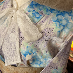 和洋折衷 古着 洗える 化繊 着物 和 ハンドメイド リメイク ワンピース ドレス 帯サッシュベルト 素KW-221 4枚目の画像