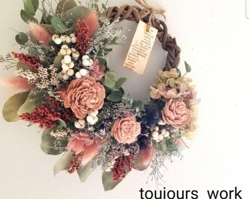 ドライフラワー＊20cm＊ハーフリース＊マーガレットフラワー ドライフラワー＊20cm＊ハーフリース＊マーガレットフラワー