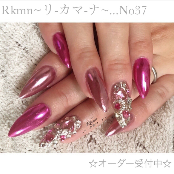 【013】ネイルチップ ミラーハート リボン キラキラ ピンク ネイルチップ つけ爪 ミラー キラキラ ピンク ハートピカピカ