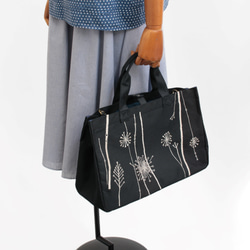 A4 手提包，附蒲公英種子刺繡和蓋子 第9張的照片