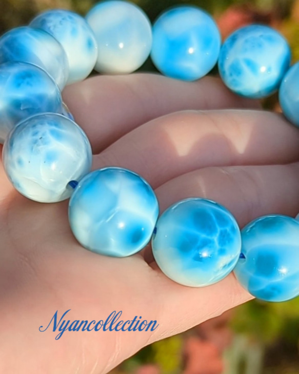 高品質】ラリマー 16.5mm 天然石 ブレスレット