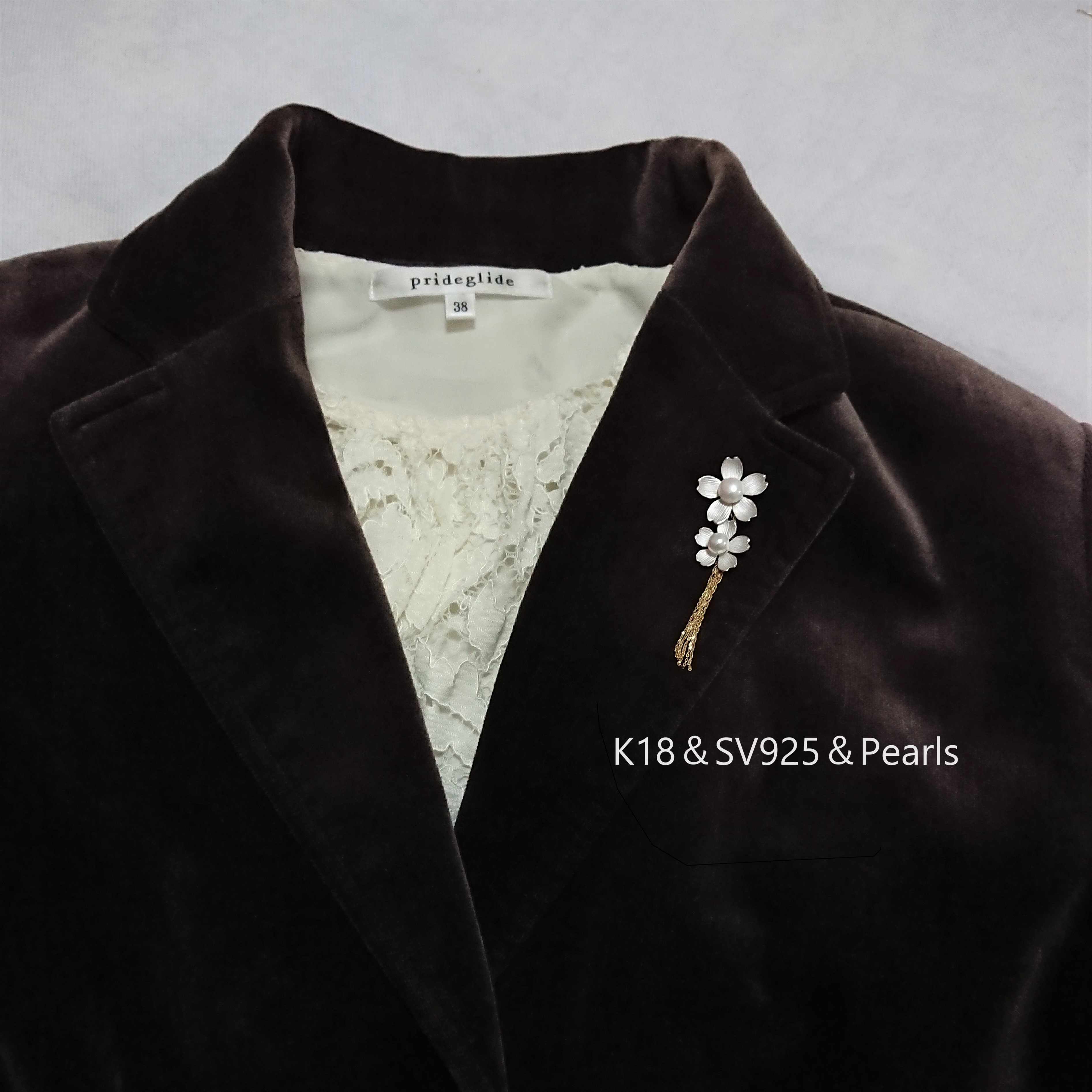 桜の煌き　SV925 & K18ブローチ/ペンダントヘッド/チャーム 　【№.2402091】