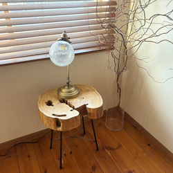 天然木 高野槙切り株アイアンテーブル　サイドテーブル　コーヒーテーブル　リビングテーブル 6枚目の画像