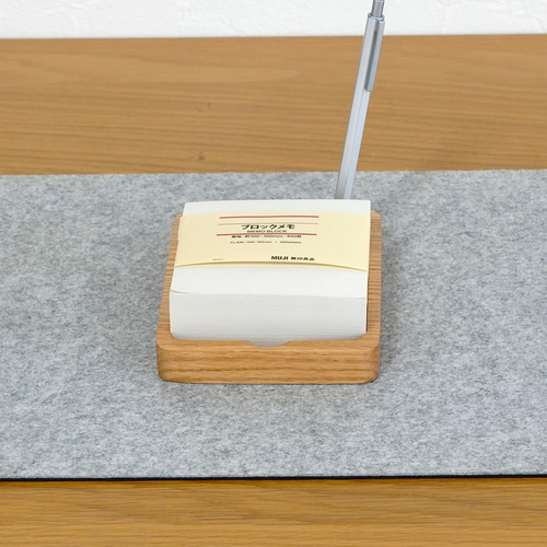 ｵｰｸ無垢材】無印良品ブロックメモ用トレイ(ペン立て付き) メモ帳 BE