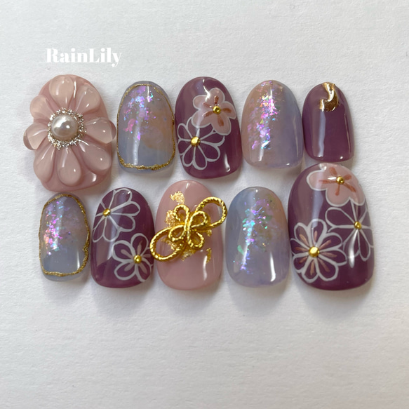 サイズオーダー制】和柄ネイル 振袖ネイル 袴ネイル 成人式 卒業式