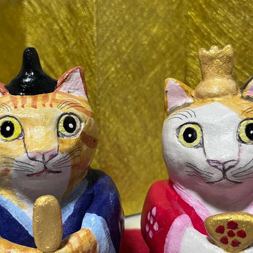 猫のお雛様(中)#1(石粉粘土と新聞紙) その他置物 工房TAKA 通販
