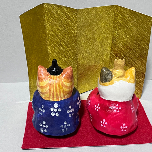 猫のお雛様(中)#1(石粉粘土と新聞紙) その他置物 工房TAKA 通販