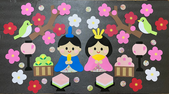 ひなまつり 壁面飾り ひなまつり お雛様 桃の節句 3月 切り絵