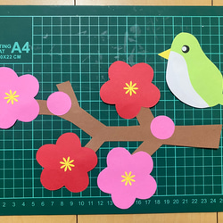 壁面飾り　ひなまつり　梅の花　うぐいす　3月 3枚目の画像