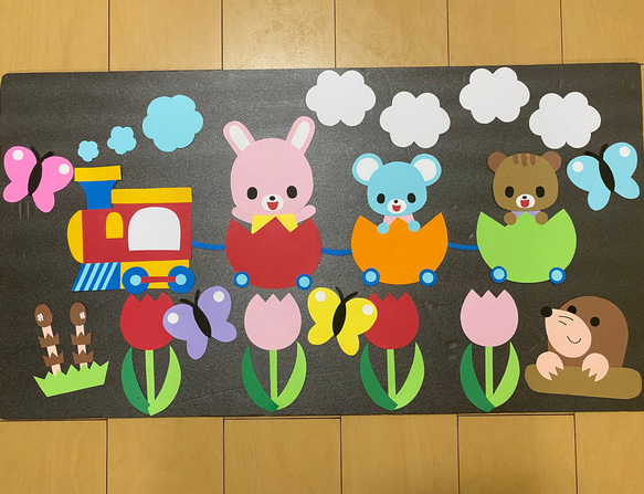 春の壁面飾り 春 卒園式 入園式 新学期 3月 4月 切り絵 misa☆壁面