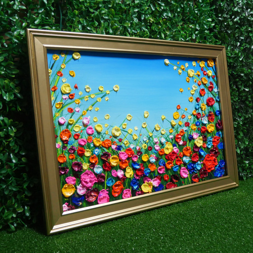 油絵 絵画 【野生のお花畑】 油絵 油彩 油彩画 絵 絵画 【野生のお花畑】B4 絵画 HR 通販