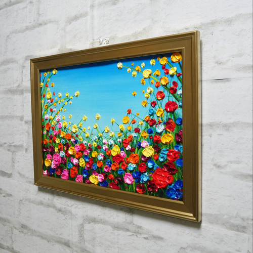 油絵 絵画 【野生のお花畑】 油絵 油彩 油彩画 絵 絵画 【野生のお花畑】B4 絵画 HR 通販