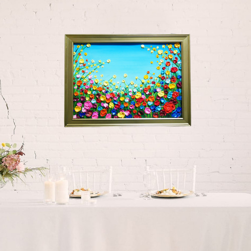 油絵 絵画 【野生のお花畑】 油絵 油彩 油彩画 絵 絵画 【野生のお花畑】B4 絵画 HR 通販