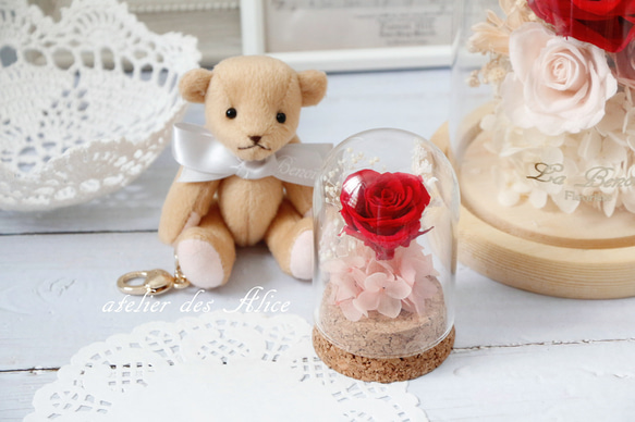 【 Annabel 】迷你瓶中花 ❤ 心型玫瑰  永生花玻璃盅 不凋花 情人節 美女與野獸 生日禮物 小王子 第3張的照片