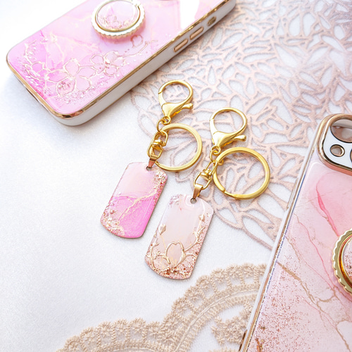 さくらピンク 大理石風iPhoneケース アルコールインクアート 春色 桜