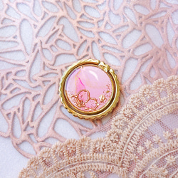 さくらピンク 大理石風iPhoneケース&スマホリングセット アルコールインクアート　春色 桜ハンドメイド2024 10枚目の画像