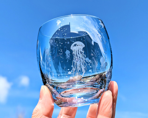 海のお月様 クラゲ姫 シーグラスアート インテリア アクアリウム 透明 ガラス 海のお月様 クラゲ姫 シーグラスアート インテリア アクアリウム