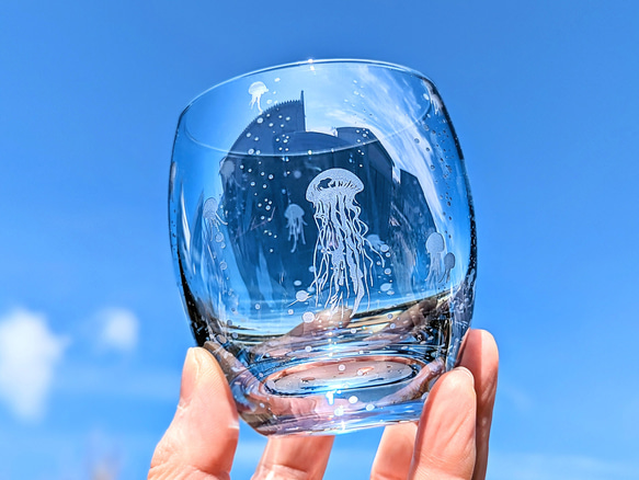 海のお月様 クラゲ姫 シーグラスアート インテリア アクアリウム 透明 ガラス 0_7734ad68d760ea68c2bdd7e223d5