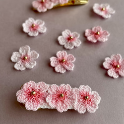 編んで染めた桜　ヘアピン　髪飾り　さくら　サクラ レース編み 7枚目の画像