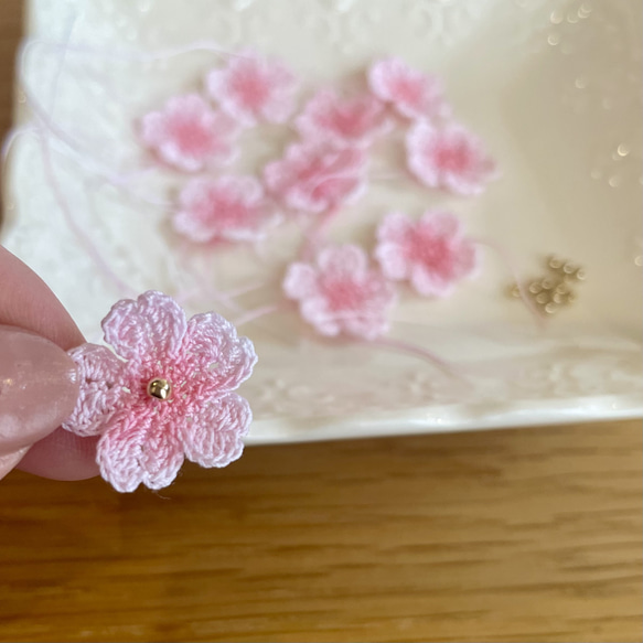 編んで染めた桜　ヘアピン　髪飾り　さくら　サクラ レース編み 13枚目の画像