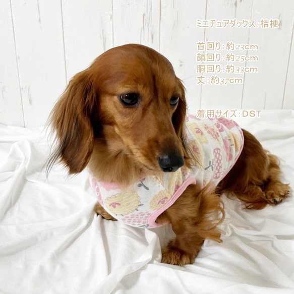 【NEW】タンクトップ 北欧風フラワー＆コロコロ羊さん 【ピンク】 犬服 ドッグウェア 春夏 6枚目の画像