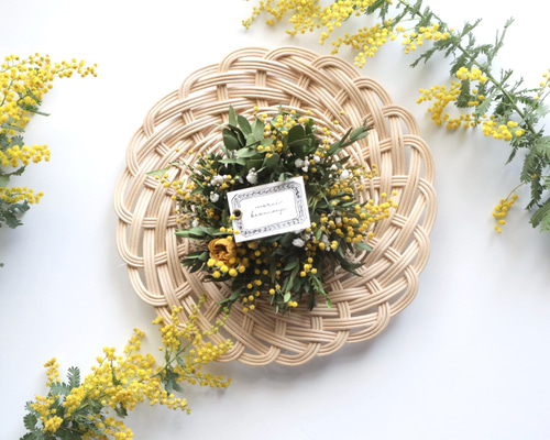 送料無料】Creema限定 1輪のバラとミモザとユーカリと♡ ドライ