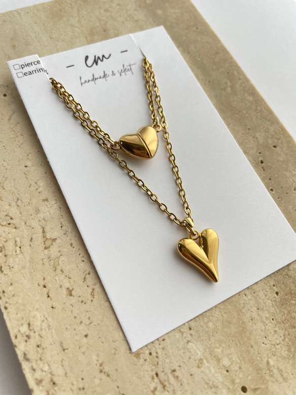 magnet heart necklace／ 大人可愛いハートのネックレス マグネット 金属アレルギー対応 3枚目の画像
