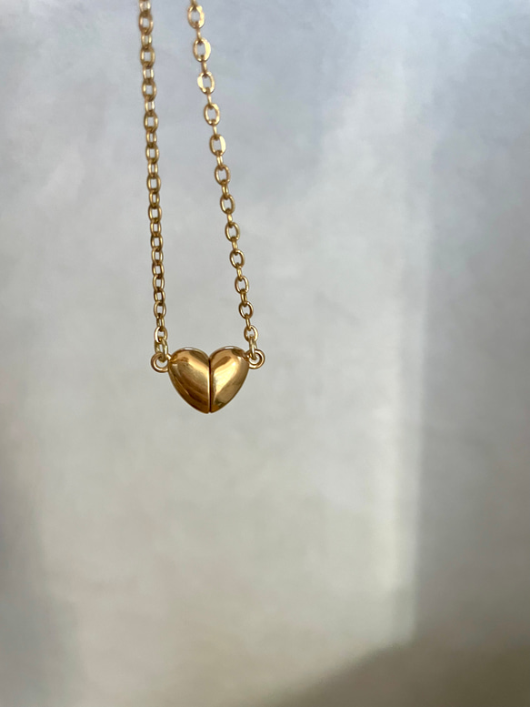 magnet heart necklace／ 大人可愛いハートのネックレス マグネット 金属アレルギー対応 7枚目の画像