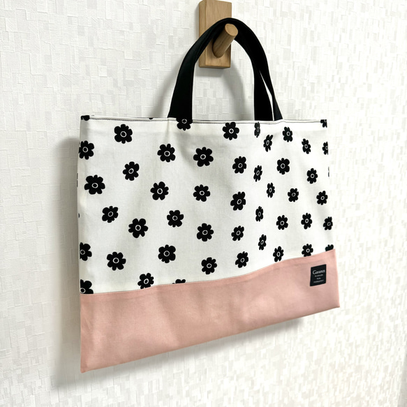 【入園入学グッズ】手提げバッグ　レッスンバッグ 　花柄　ピンク 3枚目の画像