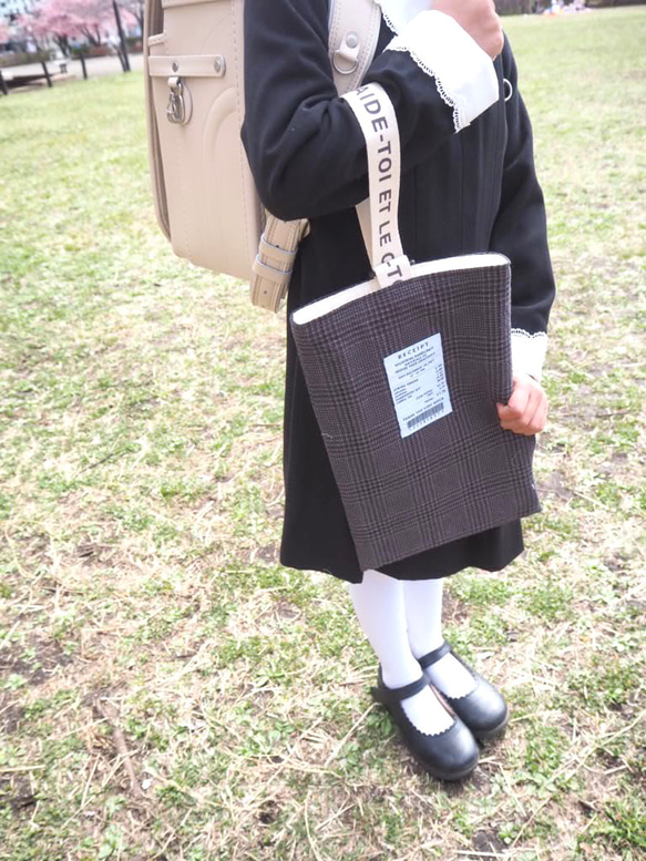 入園入学⭐︎グレンチェックのレッスンバッグ&シューズバッグセット⭐︎イブルキルト 9枚目の画像