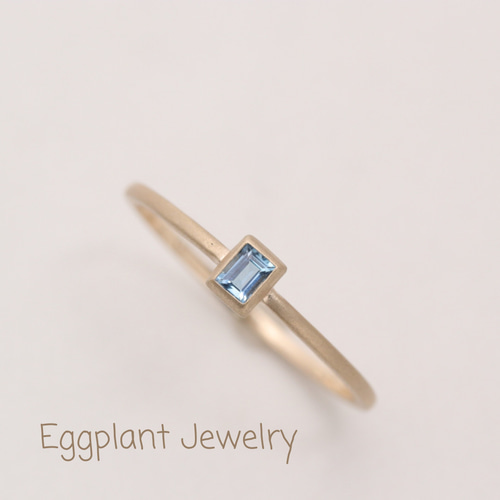 K10/1点物】バケットカットアクアマリンリング 指輪・リング EggPlant