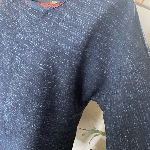 着物リメイクワンピース1767　木綿絣反物　ゆったりワンピース　ロング丈 絣着物リメイク・ロングドレスワンピース | NINI －ニィニ