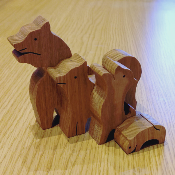 組み木　イヌ（柴犬）の家族（４ピース） 9枚目の画像