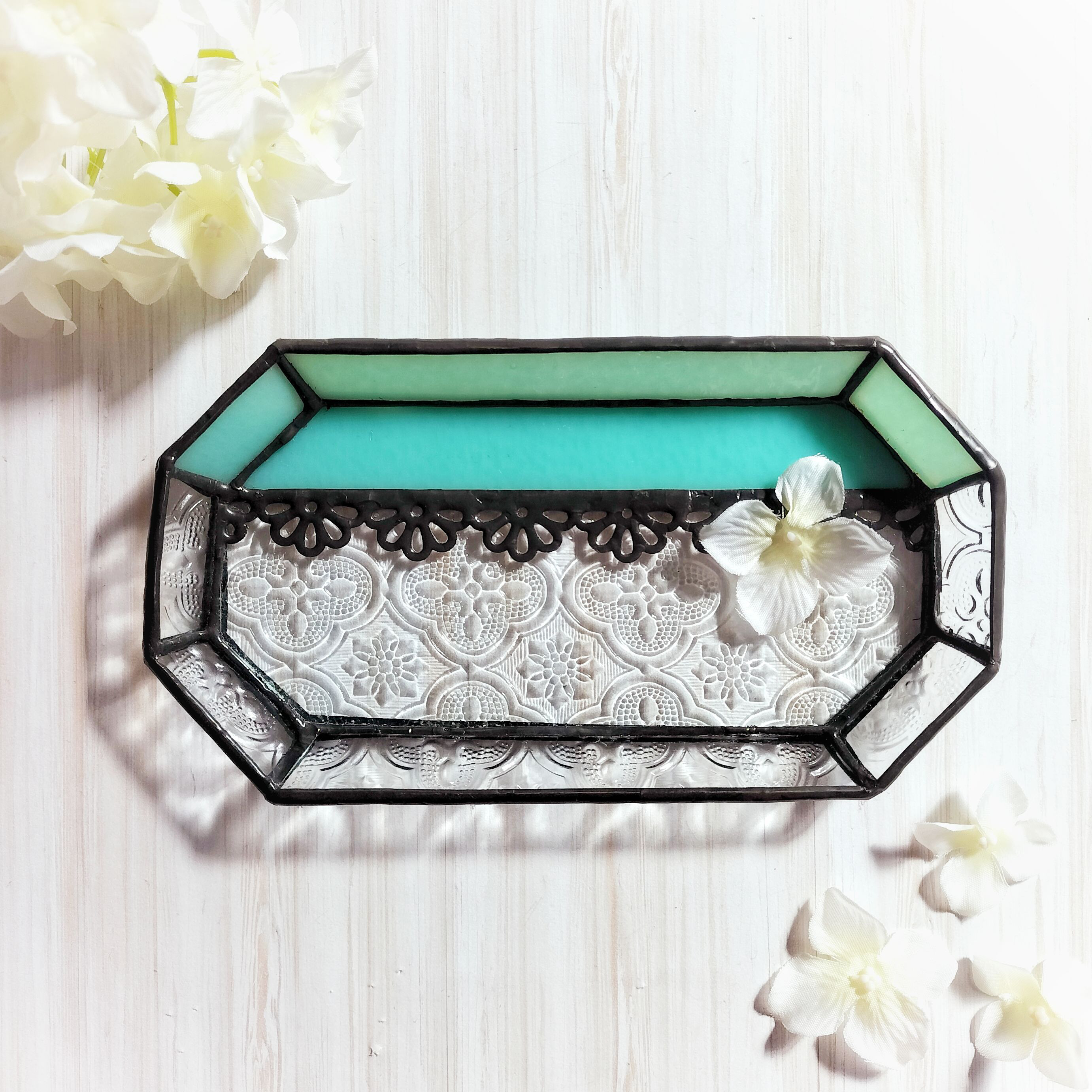 マイセンペン置きトレイアンティーク花柄