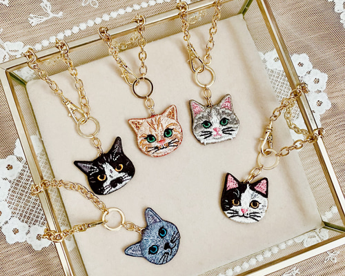 チャーミー★猫アクセサリー♪ 猫さん刺繍と3wayチャームブレスレット♡ その他アクセサリー
