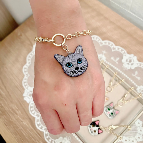ラホヤハレ　ハロウィン　猫型チャーム付きブレスレット　スモーキークォーツ 天然スモーキークォーツブレス 12mm [b872-12mm] | ブレスレット