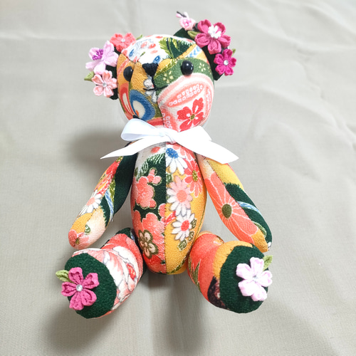 テディベアにつまみ細工のぬいぐるみ~桜バージョン テディベアにつまみ細工のぬいぐるみ~桜バージョン