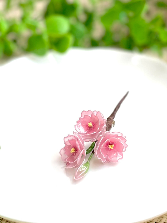 一枝桜のコサージュ《八重桜》① ＊ディップフラワー ＊アメリカン 