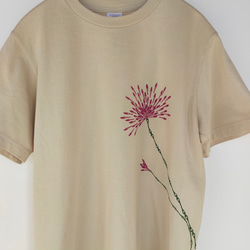 ユニセックスS/M・スタンプアートワークTシャツ『いちごいち衣』赤ハナ 1枚目の画像