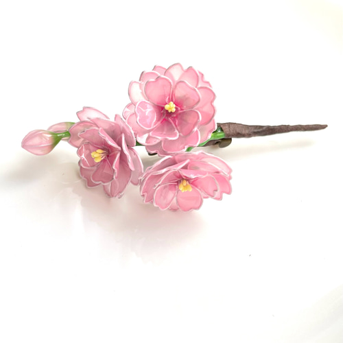 一枝桜のコサージュ《八重桜》② ＊ディップフラワー ＊アメリカン 