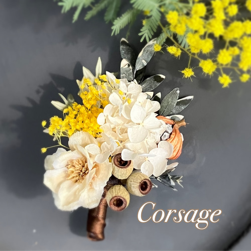 新作❤︎コサージュ ミモザ色♡卒業式 卒園式 入学式 発表会  