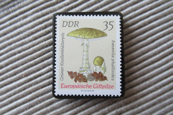 ドイツ　きのこ切手ブローチ9397 1枚目の画像
